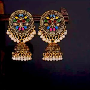Indian Pakistani Afghani Boho Ethnic Drop Earrings Jhumka 💕